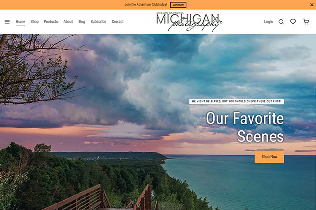 A screenshot of our Michigan Photography e-commerce website.